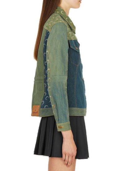 Shop Marine Serre Petrichor Denim Jacket In Green/blue