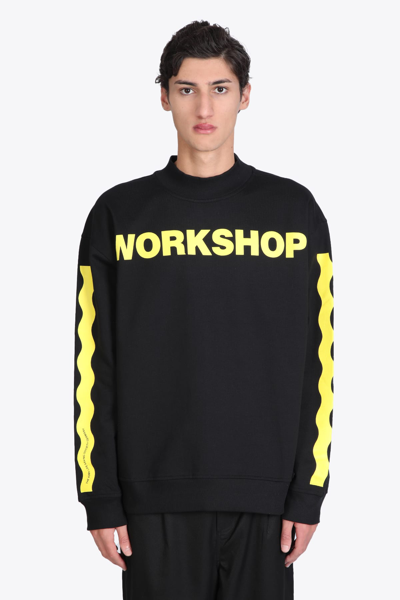 Shop 032c Mock Neck Sweatshirt Black Cotton Sweatshirt With Gas Mask Back Print - Mock Neck Sweatshirt