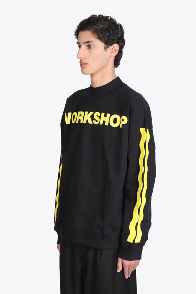 Shop 032c Mock Neck Sweatshirt Black Cotton Sweatshirt With Gas Mask Back Print - Mock Neck Sweatshirt