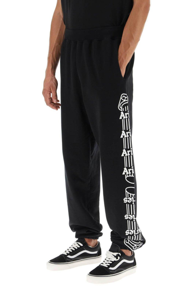 Shop Aries Column Logo-printed Straight Leg Sweatpants In Black