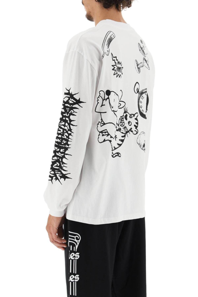 Shop Aries Graphic Mashup Ls T-shirt In White/black