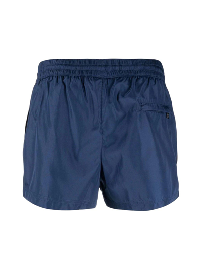 Shop Dolce & Gabbana Logo Patch Swim Shorts In Blu Scuro