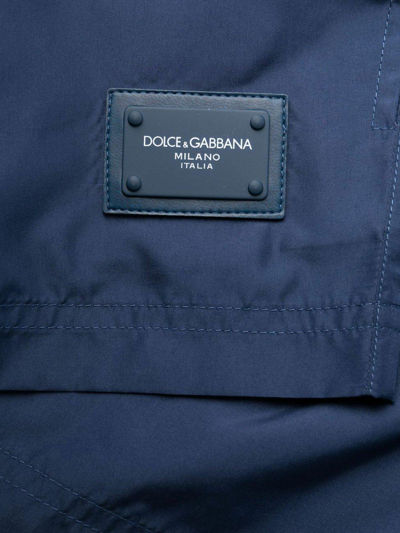 Shop Dolce & Gabbana Logo Patch Swim Shorts In Blu Scuro