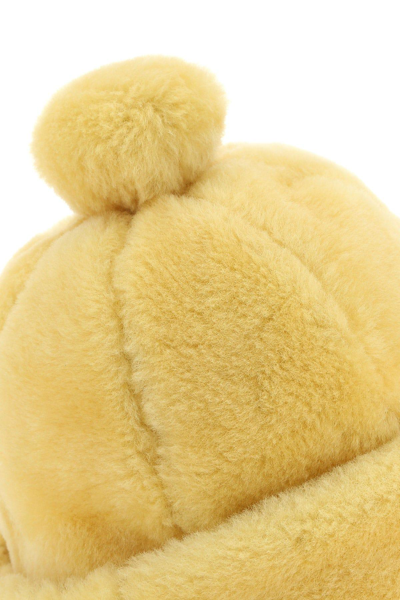 Shop Lanvin Pastel Yellow Shearling Beanie Hat