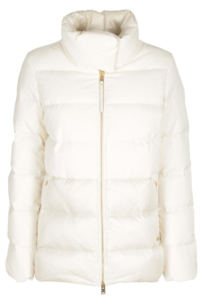 Shop Woolrich Luxe Puffy Zipped Padded Jacket In Panna