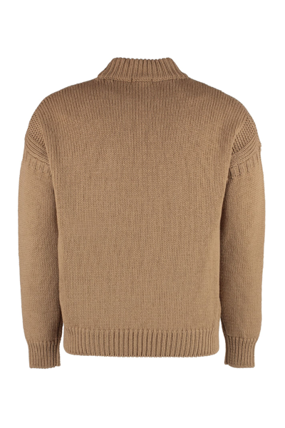 Shop Ten C Crew-neck Wool Sweater In Brown