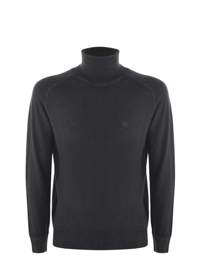 Shop Etro Logo Embroidered Roll Neck Sweater