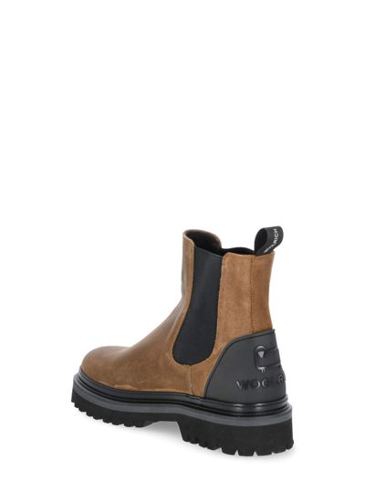 Shop Woolrich Leather Chelsea Boots In Caramello