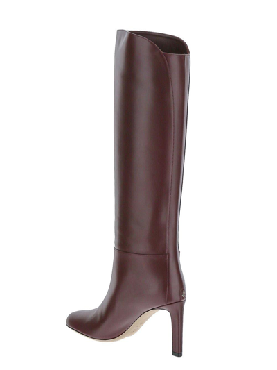 Jimmy Choo Karter 85 Leather Knee-high Boots In Bordeaux