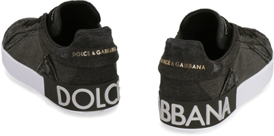 Shop Dolce & Gabbana Portofino Fabric Low-top Sneakers In Nero/bianco