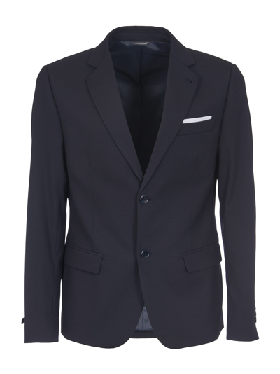 Shop Daniele Alessandrini Classic Buttoned Plain Blazer In Blu
