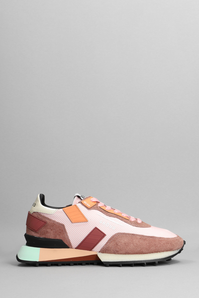 Shop Ghoud Rush G Sneakers In Rose-pink Suede And Fabric In Rosa/rosso