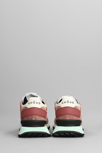 Shop Ghoud Rush G Sneakers In Rose-pink Suede And Fabric In Rosa/rosso