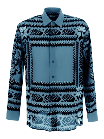 Shop Etro Geometric Pattern Shirt In Light Blue