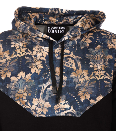 Shop Versace Tapestry Couture Hoodie  In Black