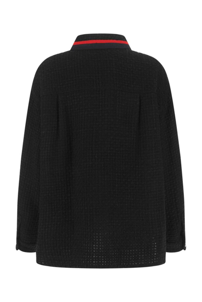 Shop Miu Miu Striped Trim Tweed Jacket In Black