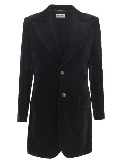 Shop Saint Laurent Velvet Jacket In Black