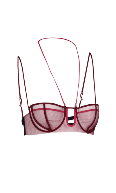Nensi Dojaka Triple Petal Sheer Tulle Halter Bra Top In Pink