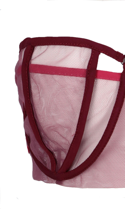 Nensi Dojaka Triple Petal Sheer Tulle Halter Bra Top In Pink