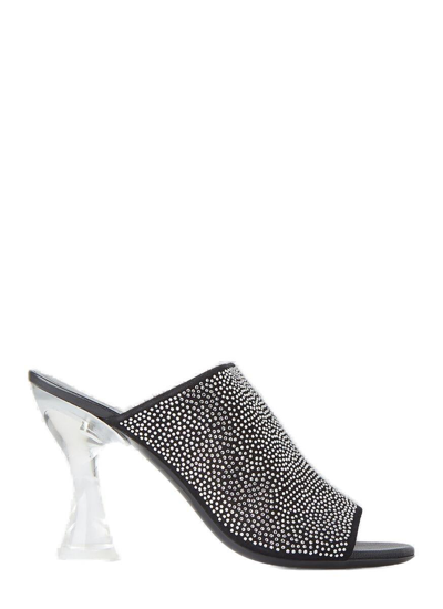 Shop By Far Crystal-embellished Transparent Heel Sandals In Black