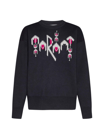 Shop Isabel Marant Logo Printed Crewneck Sweatshirt In Black Midnight