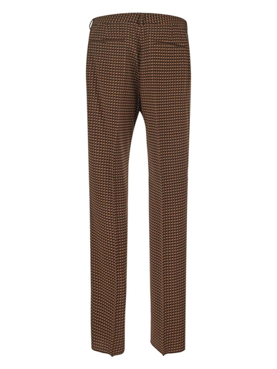 Shop Valentino Geometric Pattern Trousers In St. Borchia Piccola Beige/tabacco/ebano