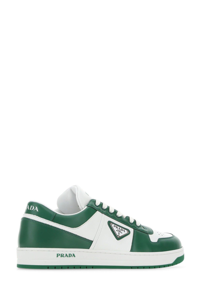 Shop Prada Two-tone Leather Downtown Sneakers In Djt