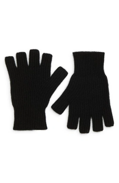 Vince Ribbed Cashmere Fingerless Gloves In Black