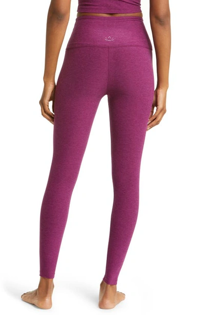 Beyond Yoga Spacedye Out Of Pocket High Waisted Midi Legging In Magenta Heather In Aubergine-beet