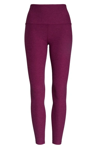 Beyond Yoga Spacedye Out Of Pocket High Waisted Midi Legging In Magenta Heather In Aubergine-beet