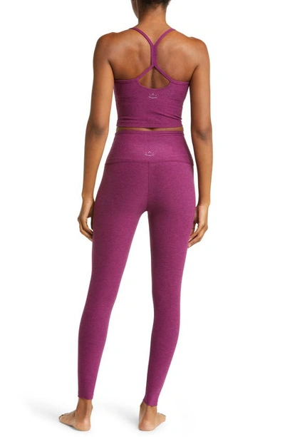 Beyond Yoga Spacedye Out Of Pocket High Waisted Midi Legging In Magenta Heather In Aubergine-beet