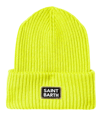 Shop Mc2 Saint Barth Men`s Hat In Fluo Lime Green Knit In Yellow & Orange