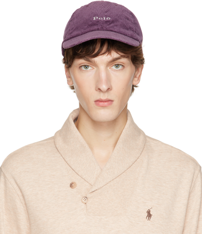 Shop Polo Ralph Lauren Purple Embroidered Cap In Dusty Lilac