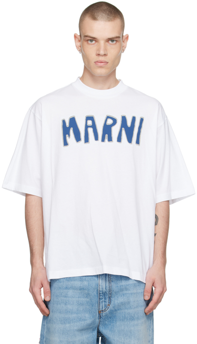 Shop Marni White Intarsia T-shirt In Clw01 Lily White