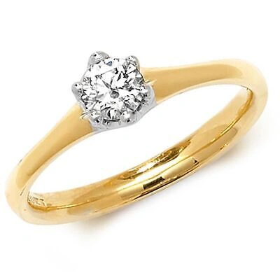 Pre-owned So 0.25ct Diamant 6 Klaue Litaire Ring Grössen J-q Gelbgold