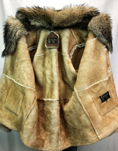Pre-owned Victoria Cognac Echtes Lammfell Shearling Leder Echt Washbär Marlboro Trenchcoat S-8xl