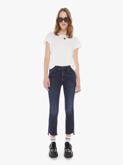 Shop Mother The Insider Crop Step Fray Night Tripper Jeans In Blue