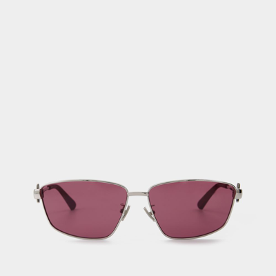 Shop Bottega Veneta Bv1185s Sunglasses -  - Silver/purple - Metal In Multicoloured