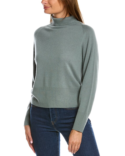Shop Vince Raglan Turtleneck Wool & Cashmere-blend Sweater In Green