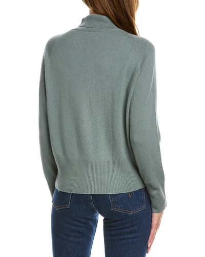 Shop Vince Raglan Turtleneck Wool & Cashmere-blend Sweater In Green