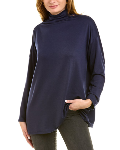 Shop Eileen Fisher High Funnel Neck Top In Blue