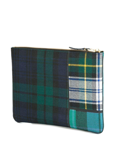 Shop Comme Des Garçons Tartan Print Clutch In Gree Green