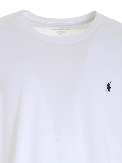 Shop Polo Ralph Lauren Logo Embroidered Crewneck T-shirt In White