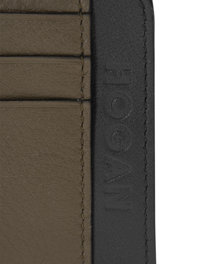 Shop Hogan Leather Credit Card Case In (ardesia)(blu Denim)
