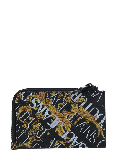 Shop Versace Jeans Couture Printed Card Holder In Black/yellow