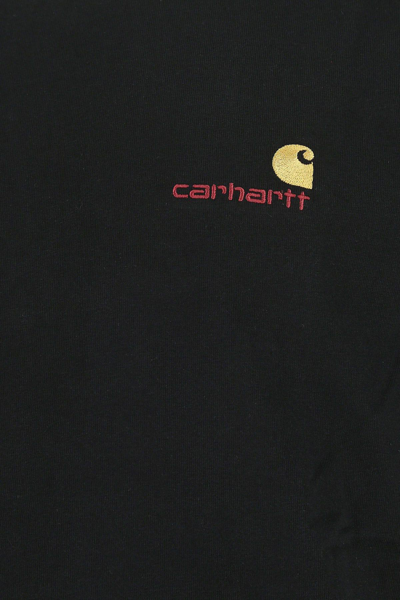 Shop Carhartt Black Cotton S/s American Script T-shirt In Nero