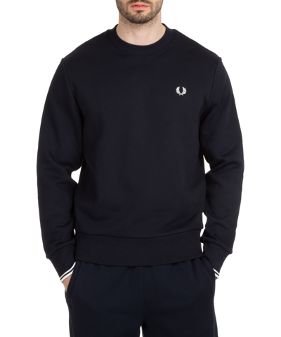 Shop Fred Perry Cotton Sweatshirt In Navy