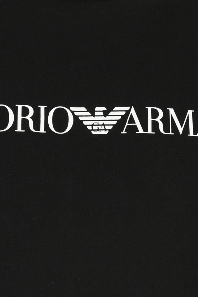 Shop Emporio Armani Black Cotton T-shirt In Nero Logo