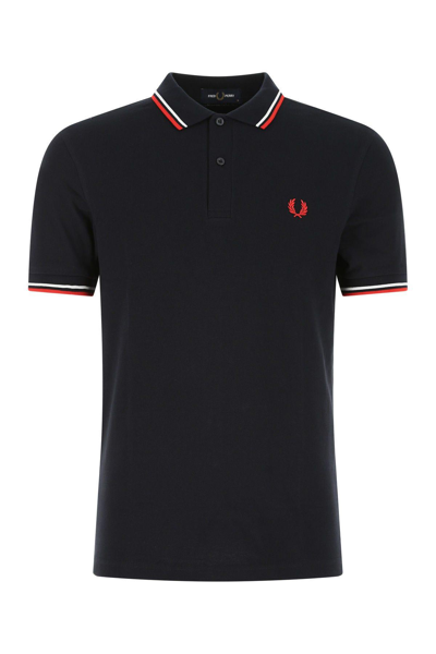 Shop Fred Perry Midnight Blue Piquet Polo Shirt In Navy/white