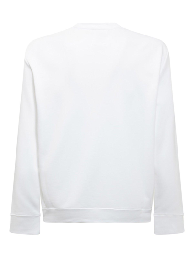 Shop Emporio Armani Logo Print Long-sleeved Sweatshirt In Bianco Logo